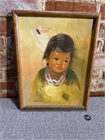 Native American Child Oil on Canvas