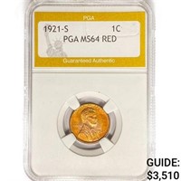 1921-S Wheat Cent PGA MS64 RED