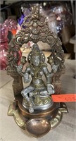 VTG BRONZE LAKSHMI SCULPTURE / ALTAR