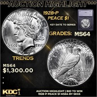 ***Auction Highlight*** 1928-p Peace Dollar $1 Gra