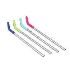 4pc Reuseable Silicone & Stainless Steel Straws A9