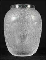 Lalique Crystal Biches Deer Vase 6 3/4" High