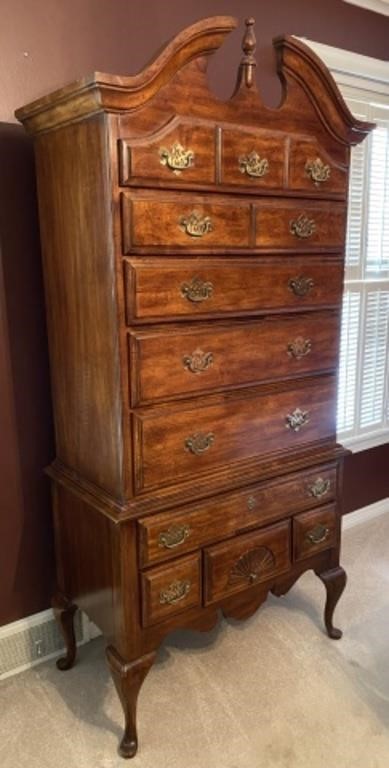 2PC Vintage Highboy Tall Chest of Drawers