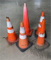 5 Orange Caution Cones, Tallest 36inches