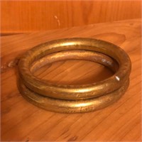 (2) Hollow Brass Colored Bangle Bracelet