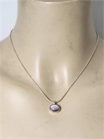 Purple Violet Stone Pendant on Sterling Silver ChG