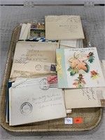 Tray Lot of WWII Era Envelopes, Photos, and Other