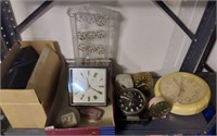 VINTAGE ALARM CLOCKS AND MORE- CONTENTS ON SHELF