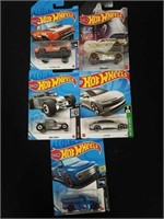 Five collectible Hot Wheels