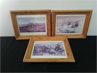 Three 14.5 x 11.5 in Charles Russell framed