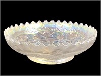 White Iridescent Carnival Glass Bowl