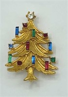 Vintage MAMSELLE Rhinestone Christmas Tree Gold