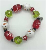 KATE & MACY Snowman Snowflake Glass Bead Bracelet