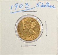 1903 S $5 Five Dollar Gold Liberty Head Eagle Coin