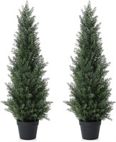 3FT Artificial Cedar Topiary Trees for Outdoors Po