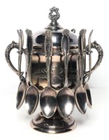 Silverplate Spooner with Spoons