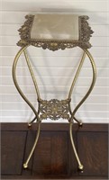Art Nouveau Ornate Brass and Marble Plant Stand