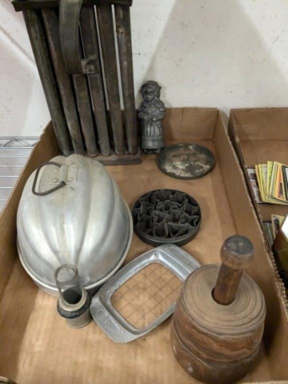 VINTAGE KITCHENWARE, CANDLE MOLDS, BUTTER MOLD