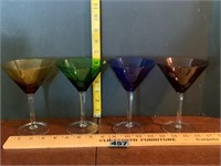 Vintage 4 Color Martini Glasses w/Etched Dots