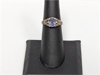.925 Sterling Light Purple Stone Ring Sz 6