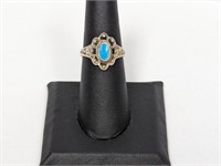 .925 Sterling Turquoise Ring Sz 7