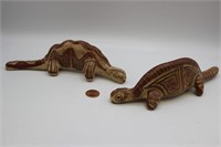 Pr. Red Clay Pottery Handmade Lizard Figurines