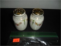 White & Gold with Flowers Salt and Pepper Shakers