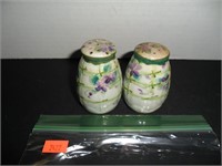 Green with Purple Flowers Salt and Pepper Shakers
