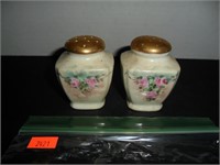 Cream & Gold with Flowers Salt and Pepper Shakers