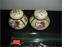 Green with purple flowers Salt and Pepper Shakers