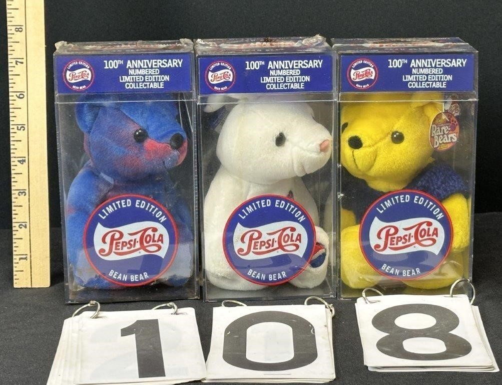 3 Collectible Pepsi Beanie Bears