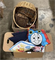 Thomas The Train Blanket, Pooh Pillow, Baskets.