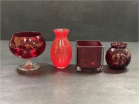 Red Glass Vases & More