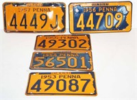 Pa License Plate Lot - 1950's