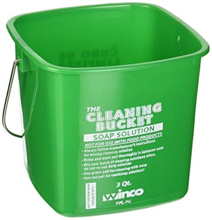 Winco PPL-3G Cleaning Bucket, 3-Quart, Green Soap