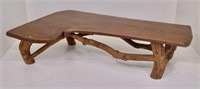 Live edge coffee table, oak slab, tree branch legs
