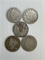 (5) V-Nickels 1889-1912-D