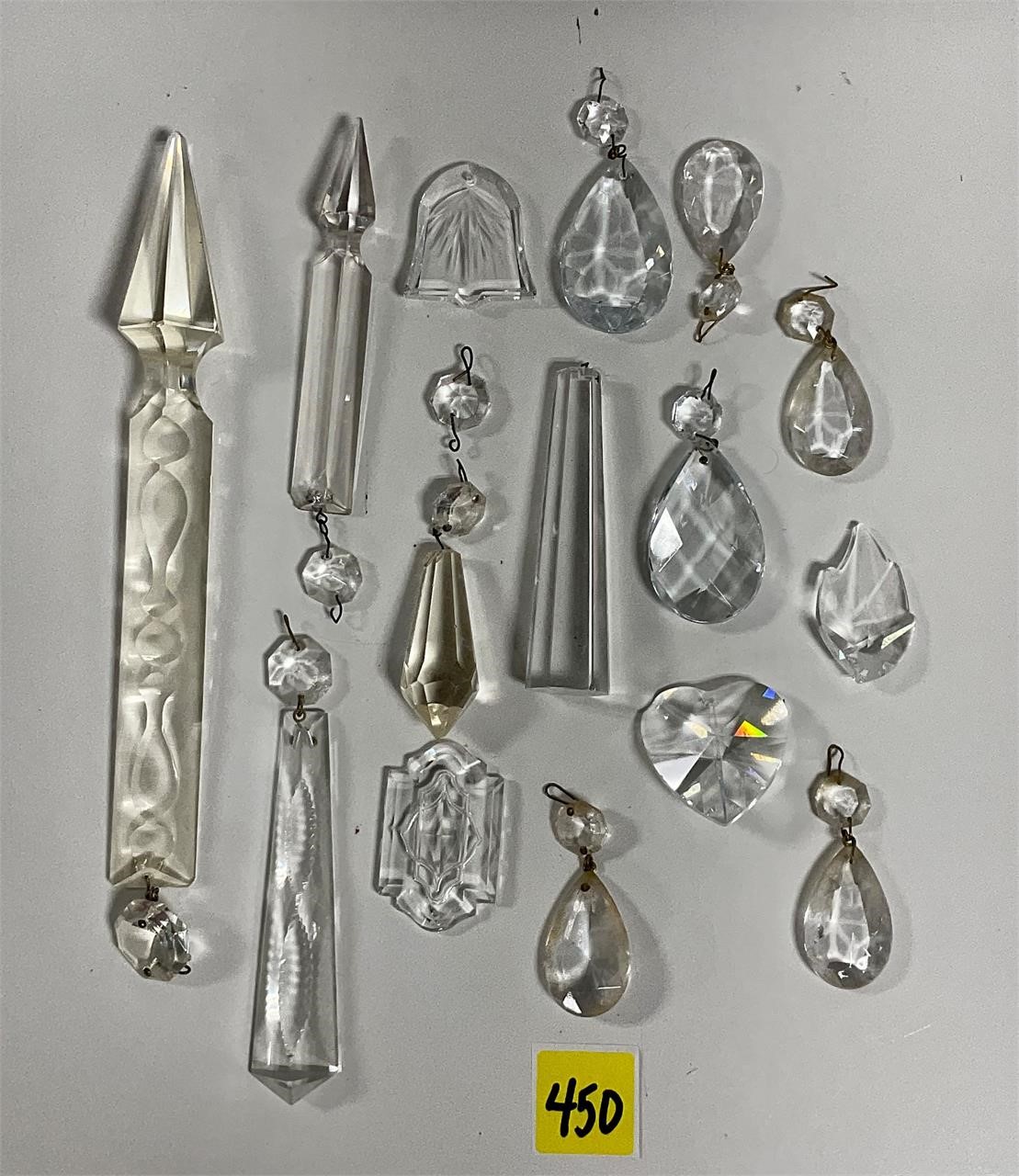 Antique Crystal Chandelier Prisms & Various Pieces