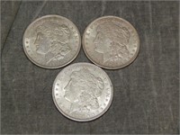 3 Frosty Morgan Silver Dollars 1921 UNC to me
