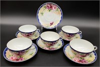 Antique Hand Painted Nippon Tea Cups & Saucers