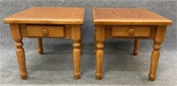 Pair of Oak One Drawer End Tables
