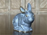 Chinese Pewter & Brass Accent Rabbit Hidey Hole