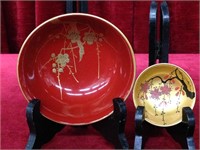 2 Oriental Hand Painted Trinket Dishes