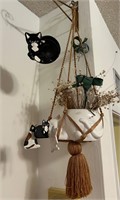 Hanging Cat Planter + Cat Wind Chime