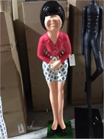Red and Black Stripes Woman Statue