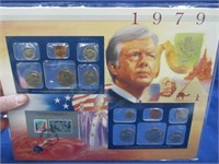 1979 uncirculated mint coins & stamp sets