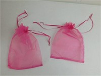 100 Large Organza Bags  - Dark Pink