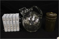 Recipe Set, Glass Pitcher and Brass Box