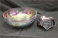 Imperial Carnival Glass Bowl and Dish