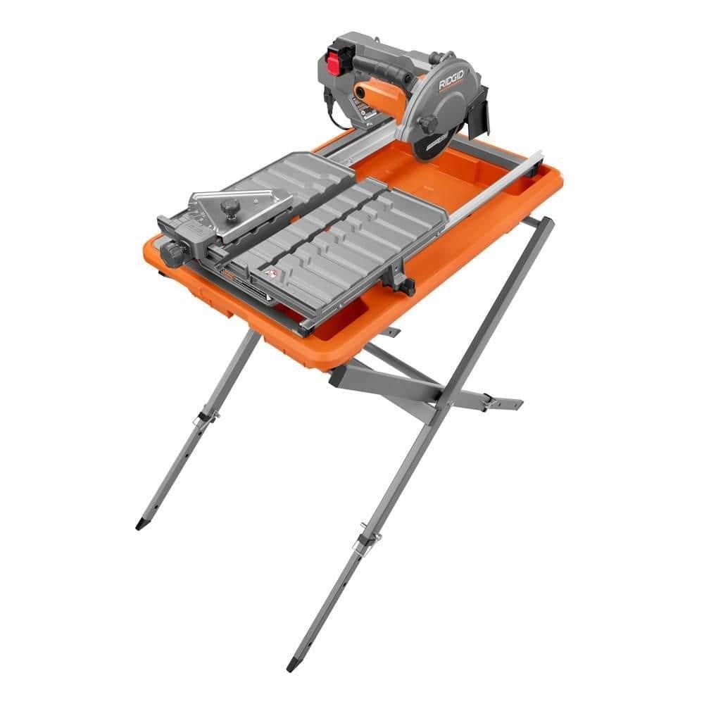 $313  9 Amp Corded 7 in. Wet Tile Saw with Stand